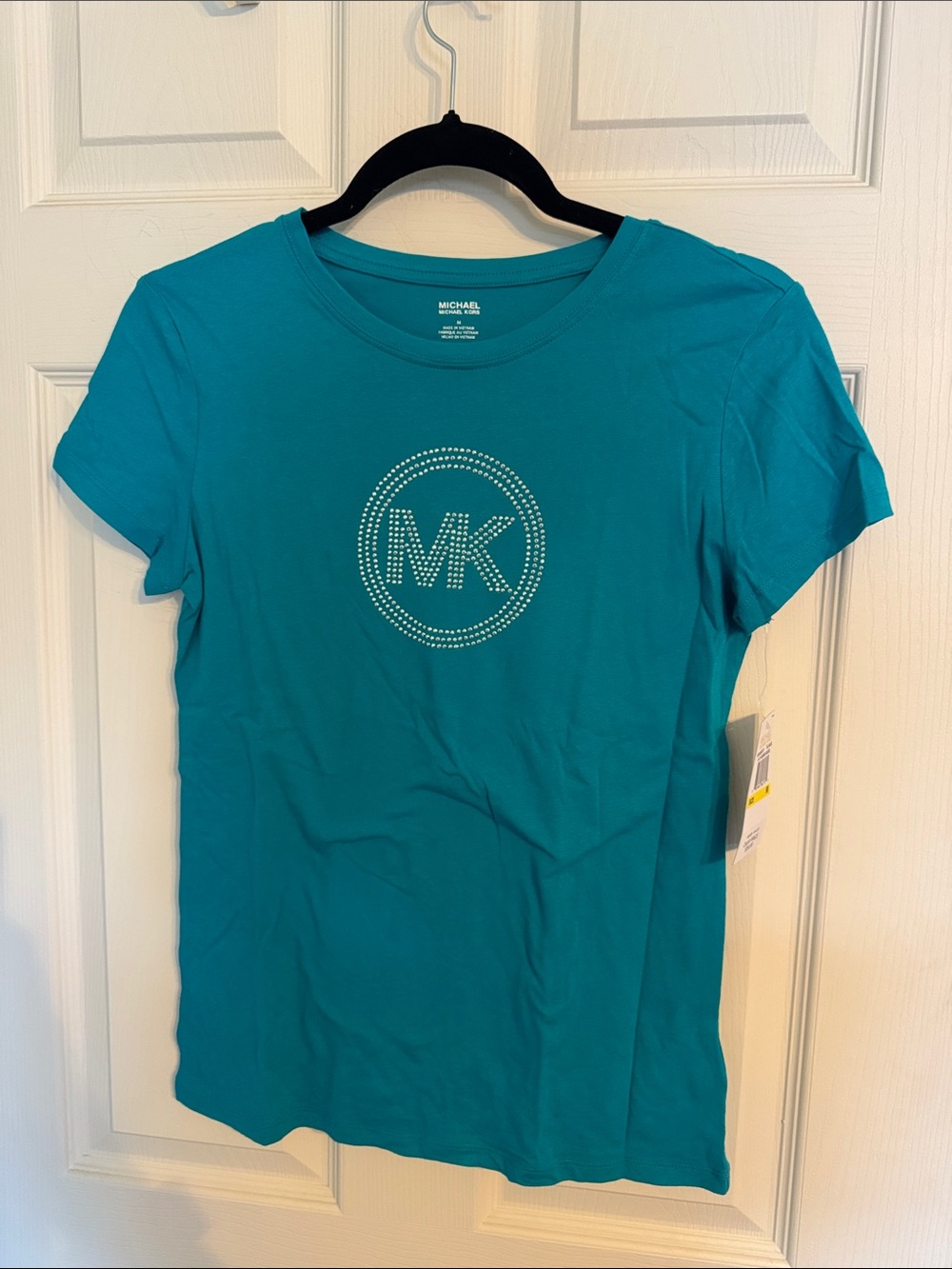 Michael Kors Teal Short Sleeve Tee with Rhinestone MK